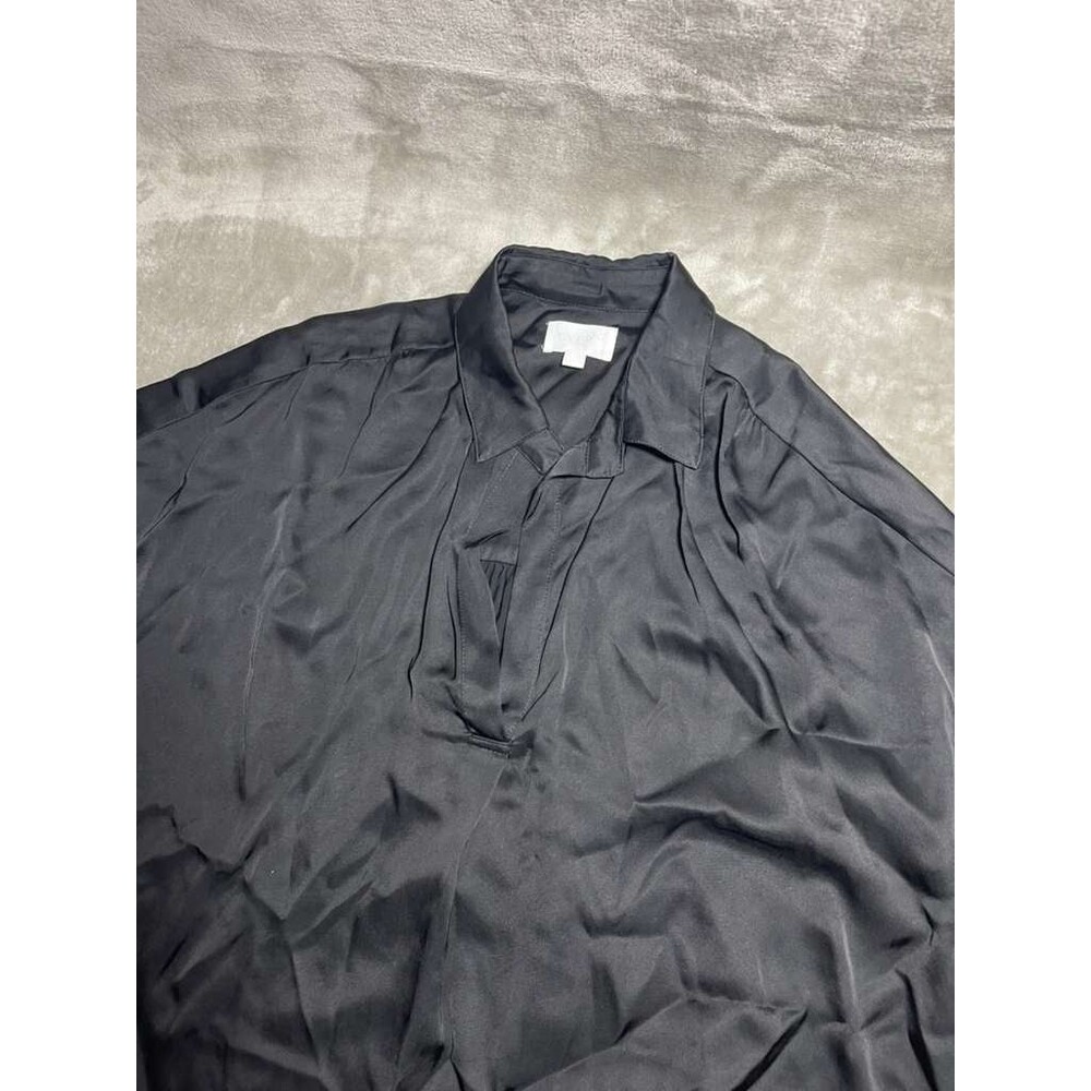 Every Top Women Large Black Rayon Long Sleeve Blouse Oversized